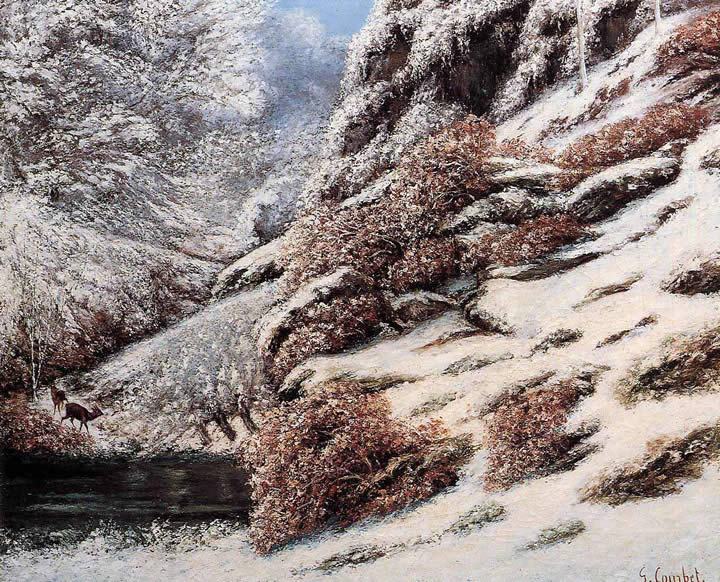 Gustave Courbet Deer in a Snowy Landscape